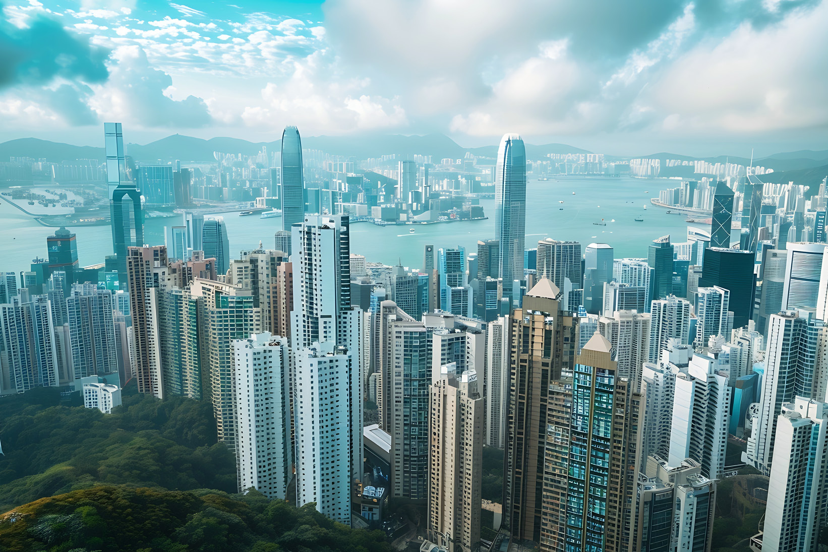 Top down view of Hong Kong city : Generative AI