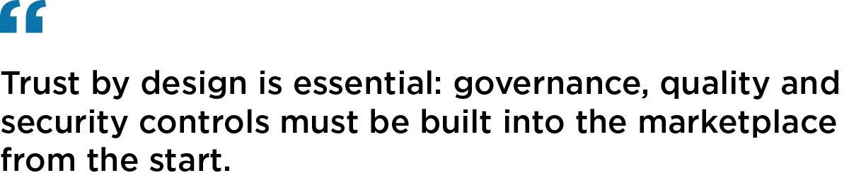 Quote emphasizing that governance, quality, and security must be built into data marketplaces from the start.