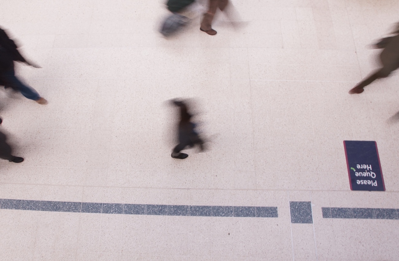 Blurred People walking in public